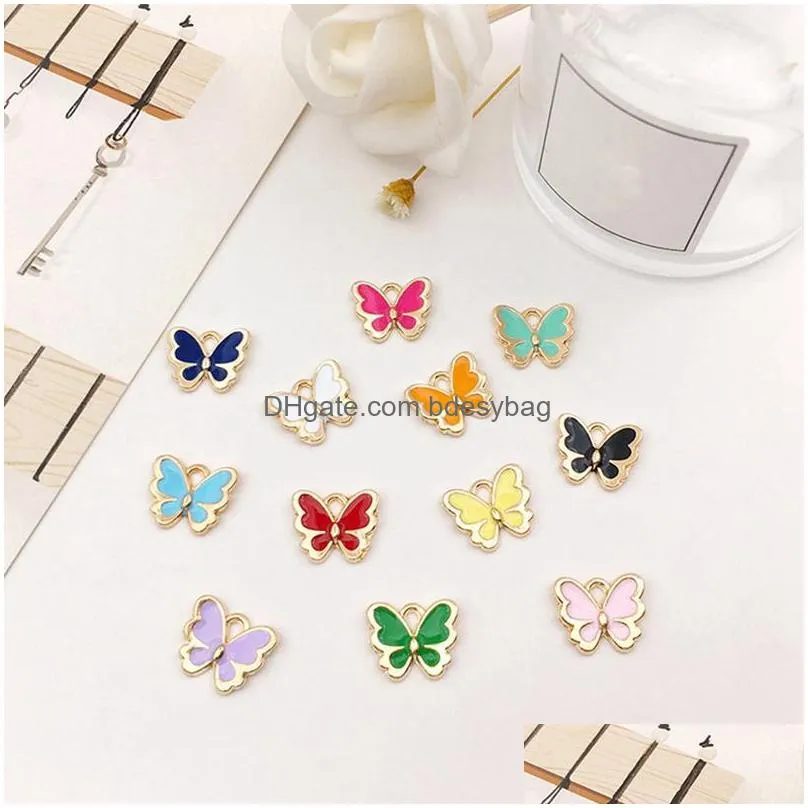 charms 120 drops of oil butterfly accessories diy korean jewelry alloy small pendants bracelet