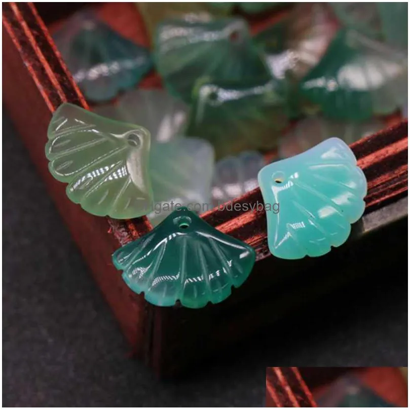 charms 18mm 2pcs natural stone pendant carving ginkgo leaves for diy jewelry making finding accessoriescharms