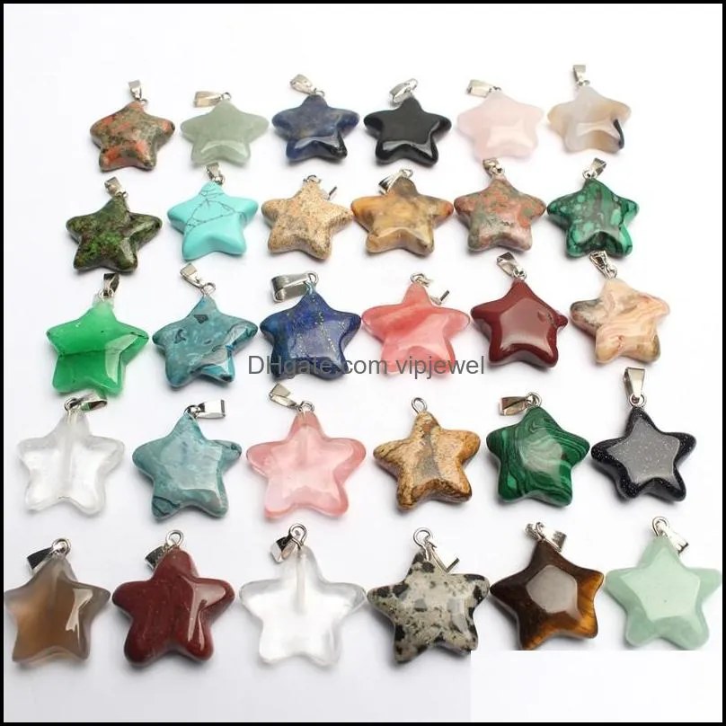 mixed natural stone gem pendant love heart star charms pendants for jewelry making diy bracelet necklace accessories