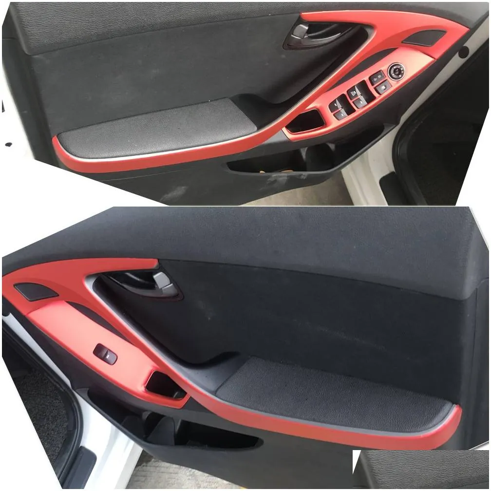 for hyundai elantra md 20122016 interior central control panel door handle carbon fiber stickers decals car styling accessorie