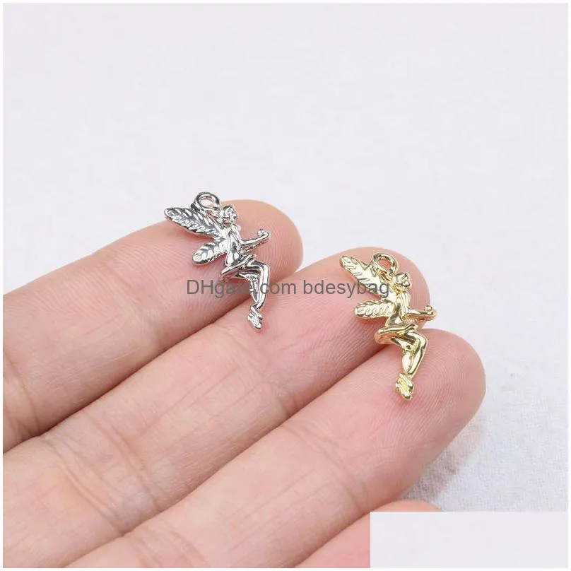 charms eruifa 20pcs 20 10mm gold/silver flower fairy zinc alloy pendant womens jewelry diy girl necklace bracelet earringscharms