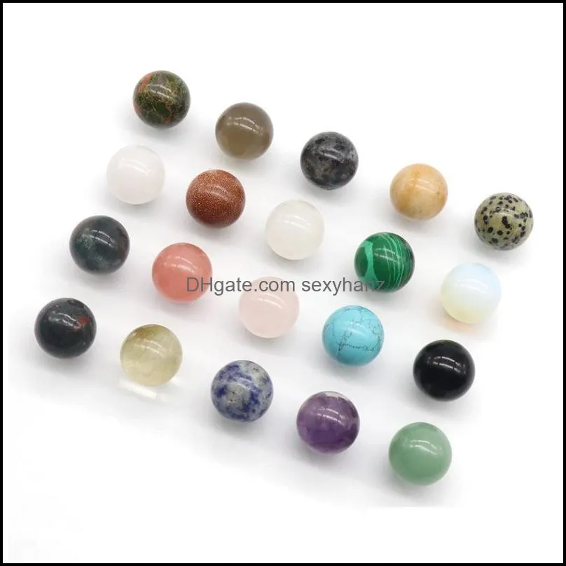 20mm natural stone loose beads amethyst rose quartz turquoise agate 7chakra diy nonporous round ball beads yoga healing guides