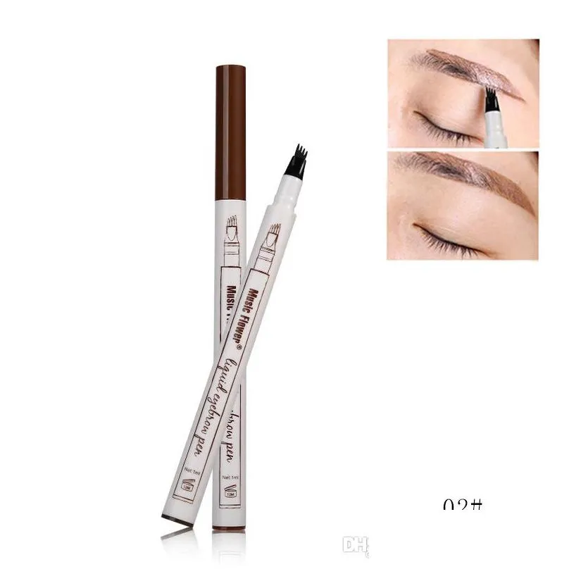 3 colors music flower brand makeup fine sketch liquid eyebrow pen waterproof tattoo super durable eye brow pencil