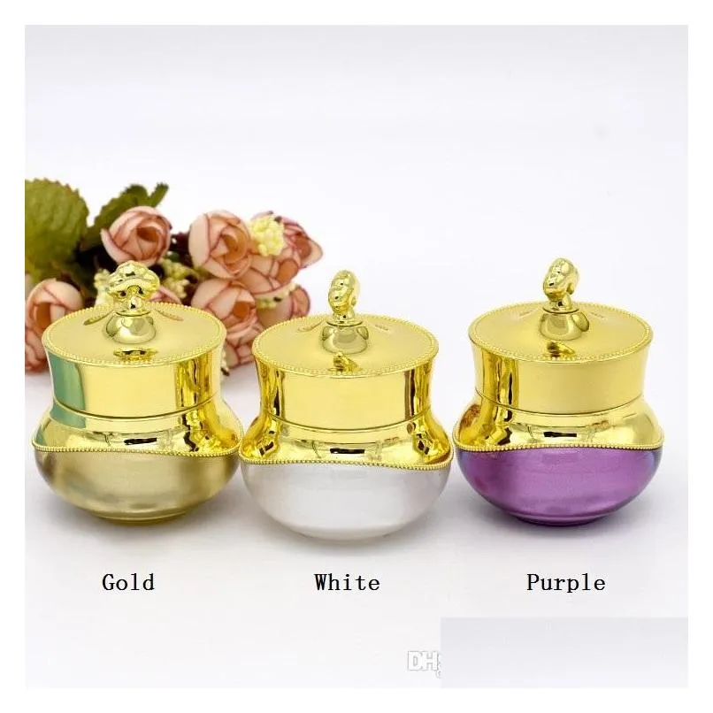 5/10/15g crown shape plastic refillable bottles empty pot bottles makeup jar travel face cream lotion cosmetic container