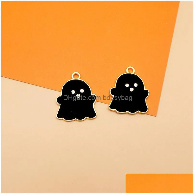 charms halloween alloy drip oil diy jewelry accessories ghost festival skull bat haunted house magic hat pendantcharms