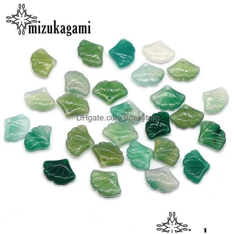 charms 18mm 2pcs natural stone pendant carving ginkgo leaves for diy jewelry making finding accessoriescharms