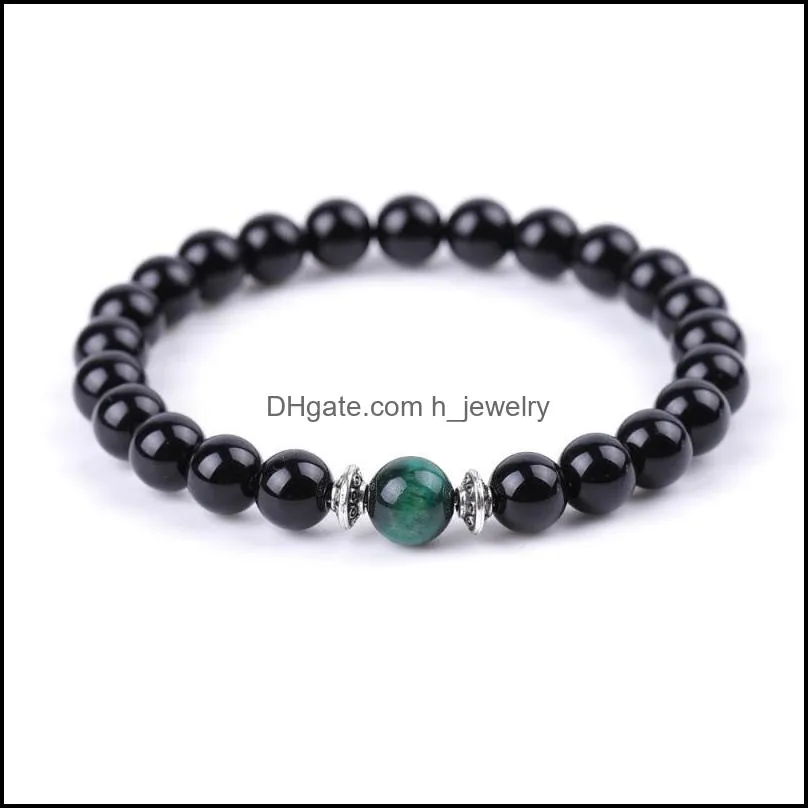 men blue green red tiger eye stone bracelet buddha handmade 8mm balck beads bracelets summer women jewelry gift