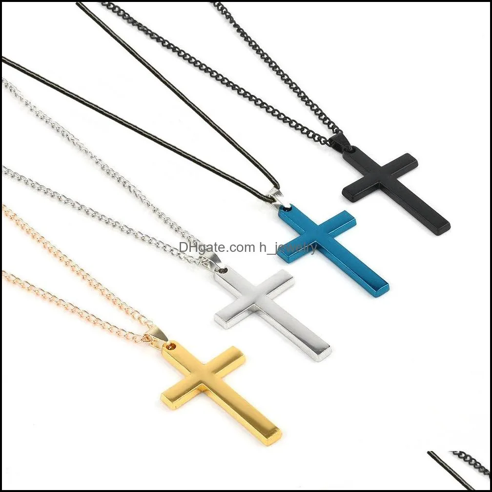 fashion black silver gold stainless steel cross pendant necklace