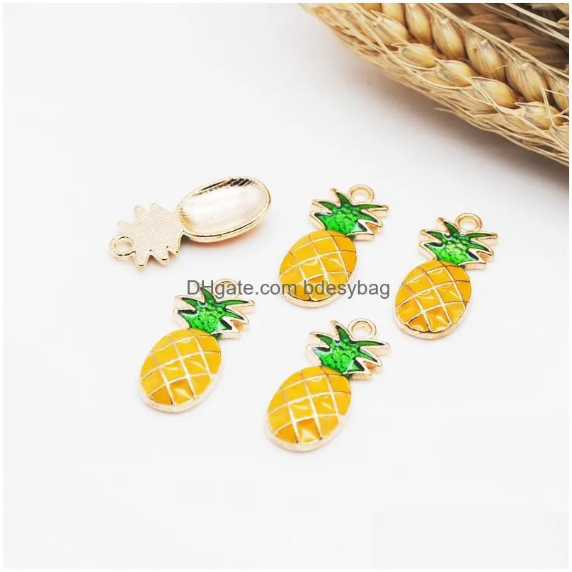 charms 20pcs/pack 11 5 24 5mm lovely fruite pineapple pendant for earrings drop alloy jewelry making findings handmade enamel