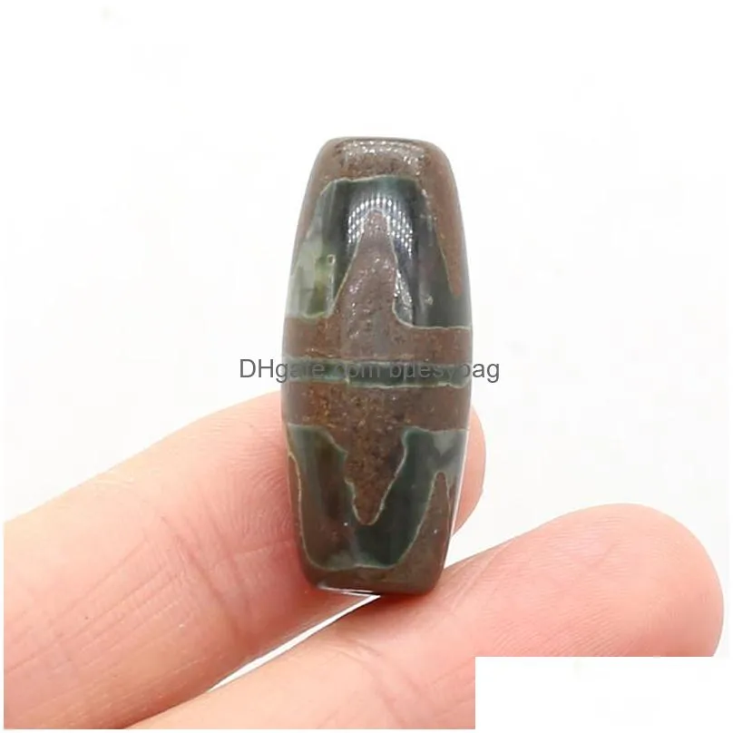 charms natural stone pendants cylindrical dzi colorful agate bead pendant ornament for jewelry making gift accessories