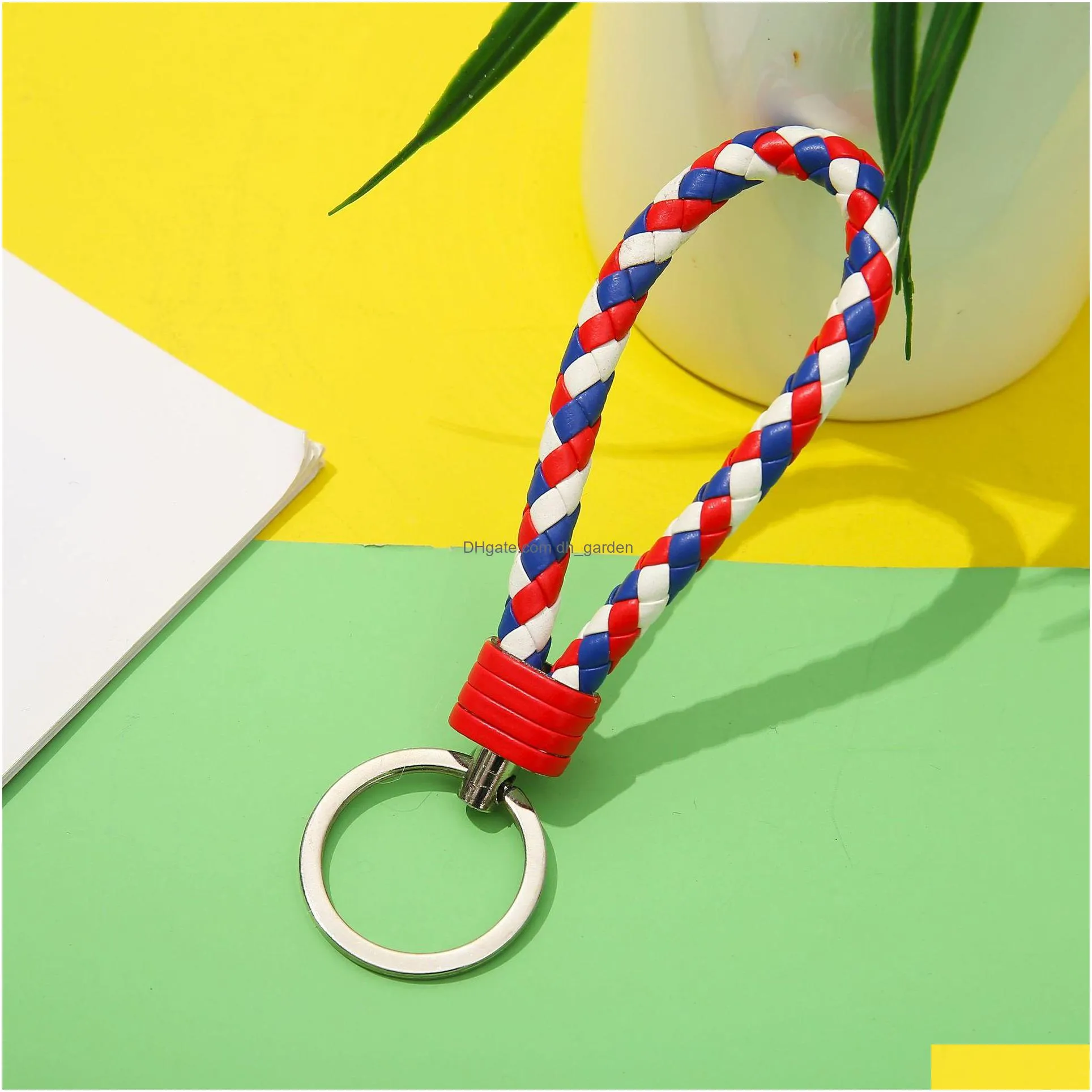 woven leather rope key chain highgrade keyring personalized creative automobile gifts wholesale