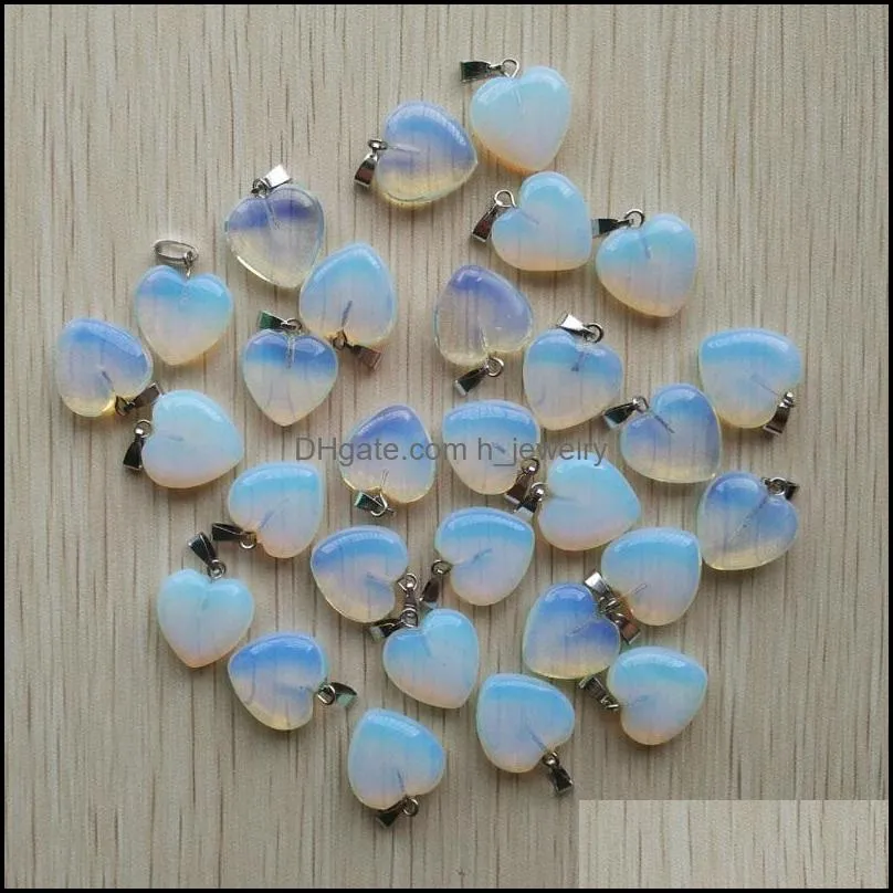 16mm assorted heart natural stone charms pendants for necklace accessories jewelry making