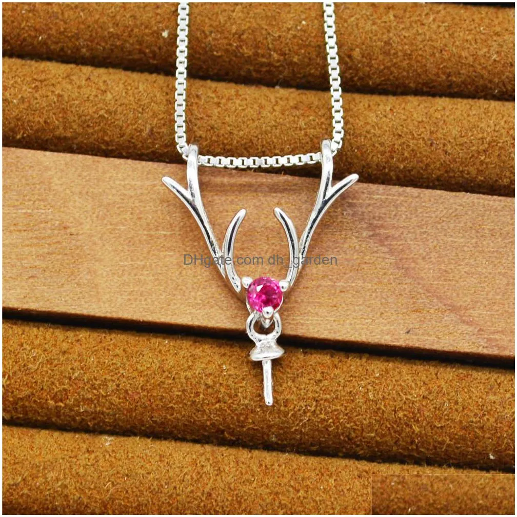 s925 sterling silver pearl pendant settings diy necklace with a antler mountings for women jewelry making