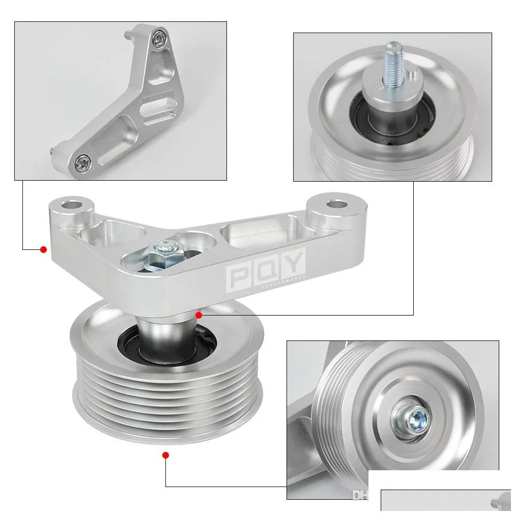 pqy adjustable ep3 pulley kit for honda 8th 9th civic all k20 k24 engines with auto tensioner keep a/c installed cpy01/02