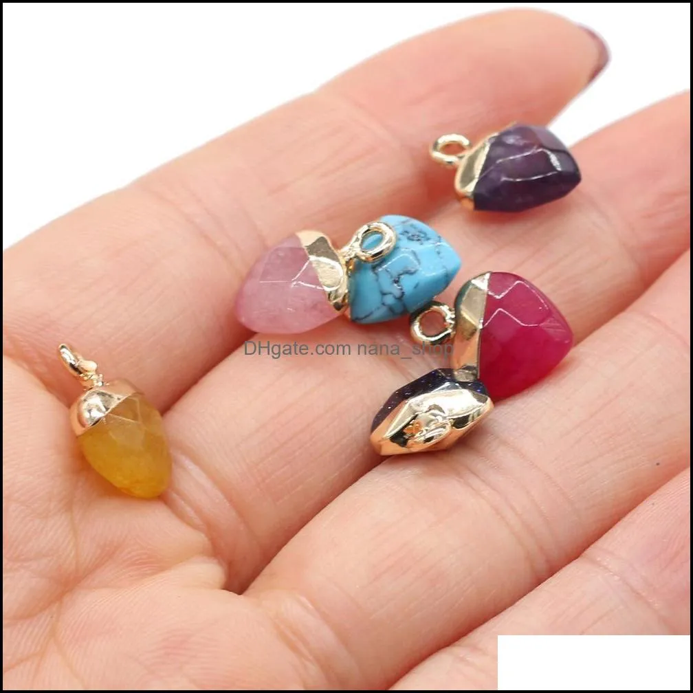 delicate natural stone charms heart rose quartz lapis lazuli turquoise opal pendant diy for bracelet necklace earrings jewelry making
