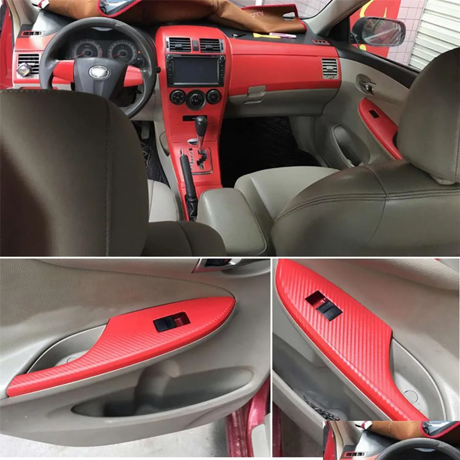 for  corolla 20072013 interior central control panel door handle 3d/5dcarbon fiber stickers decals car styling accessorie