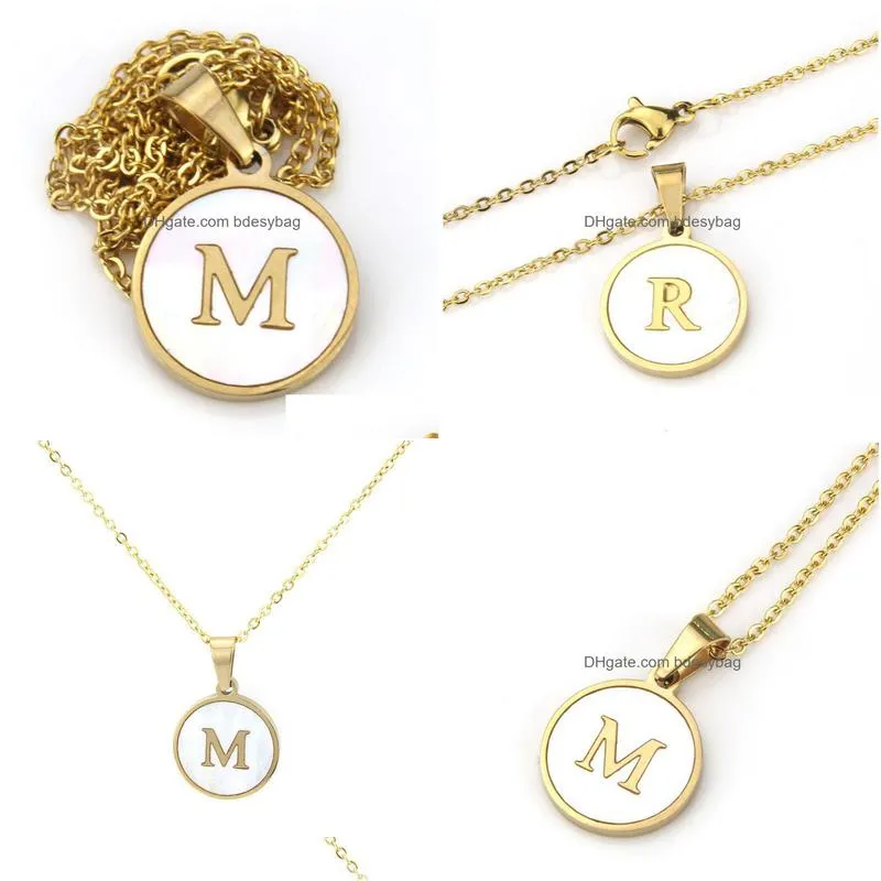 charms funmode trendy stainless steel alphabet pendant necklace for women dress jewelry accessories letter wholesale fn173