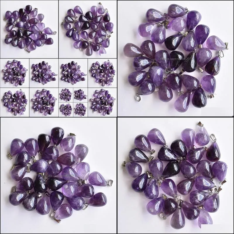 water drop stone beads pendants wholesale charms natural stone amethysts for diy necklace jewelry making women gift