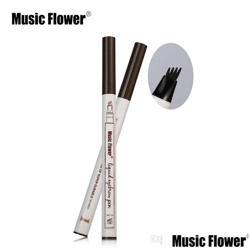 3 colors music flower brand makeup fine sketch liquid eyebrow pen waterproof tattoo super durable eye brow pencil