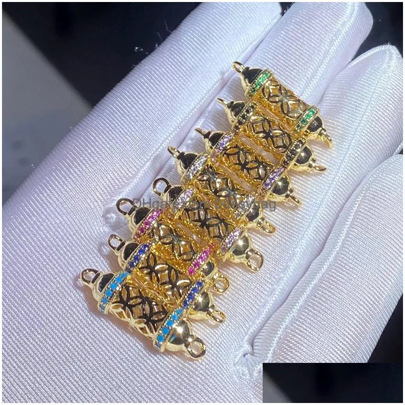 charms bohemian pattern cage for jwewelry making supplies pave zircon crystal gold dangle pendant diy bracelet necklacecharms