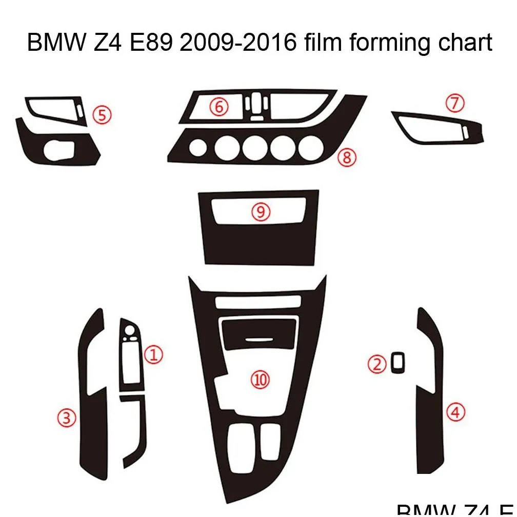 for bmw z4 e89 20092016 interior central control panel door handle 3d/5d carbon fiber stickers decals car styling accessorie
