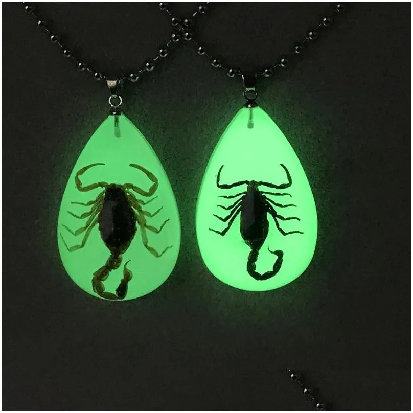 fashion black brown imitation amber real scorpion jewelry pendant necklaces for men women love gifts glows in the dark