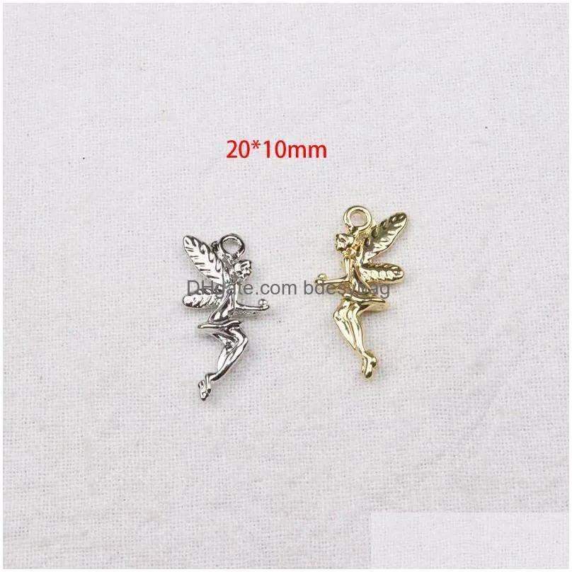 charms eruifa 20pcs 20 10mm gold/silver flower fairy zinc alloy pendant womens jewelry diy girl necklace bracelet earringscharms