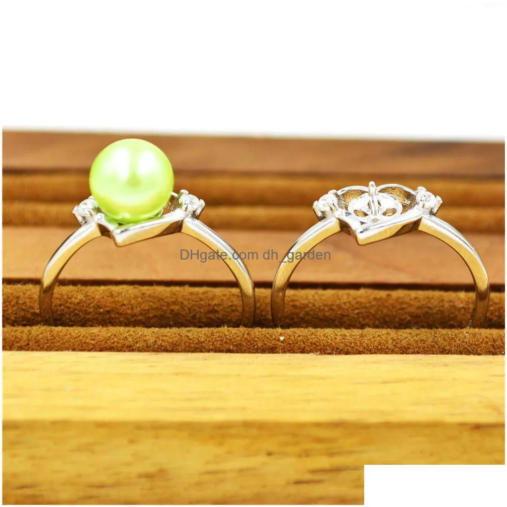 wholesale price zircon solid sterling silver love heart ring setting ring mounting ring blank without pearl diy accessory ps4mjz005