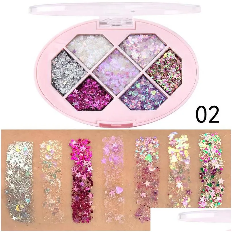 cmaadu 7 color glitter eyeshadow palette powder face body shimmer gel shadow festival party eye makeup waterproof cosmetic