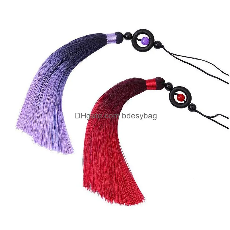 charms 2pcs/lot 16cm polyester silk tassel colorful cotton tassels trim for sewing curtains accessories pendant diy car