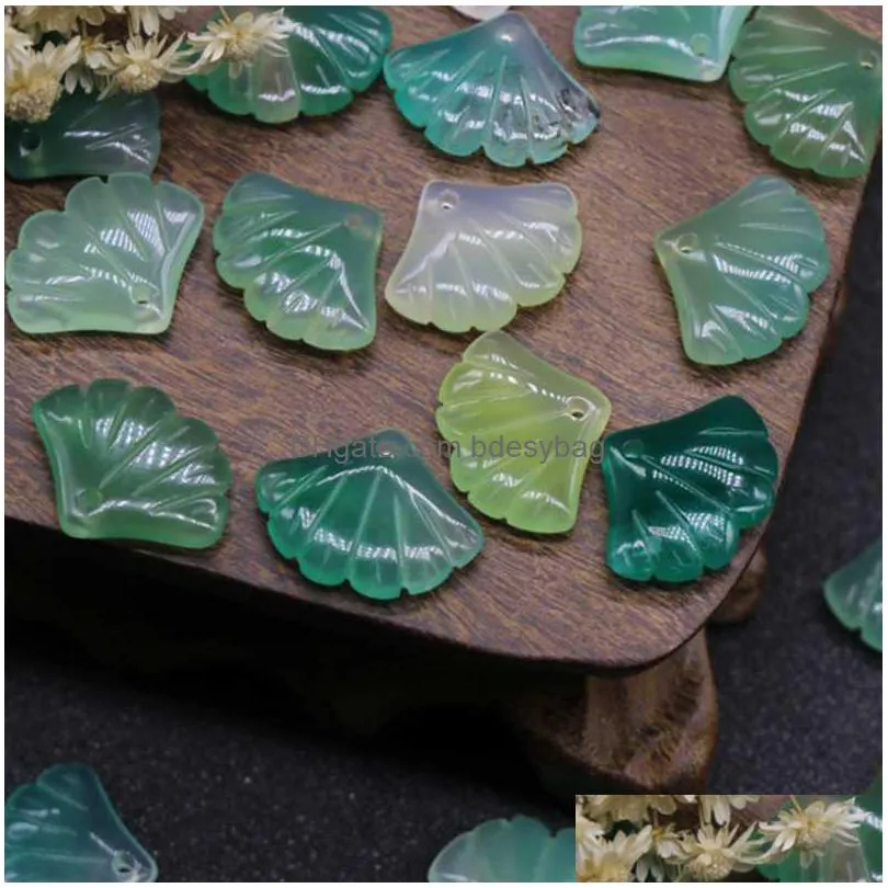 charms 18mm 2pcs natural stone pendant carving ginkgo leaves for diy jewelry making finding accessoriescharms
