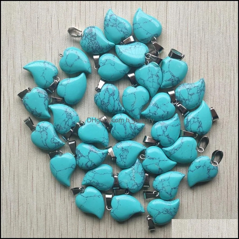 20mmx15mm assorted trendy bend heart natural stone charms pendants for necklace accessories jewelry making
