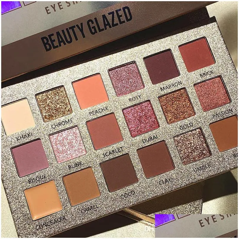 new beauty glazed makeup 18 color makeup eyeshadow palette diamond glitter shimmer matte nude eyeshadow pallete cosmetics