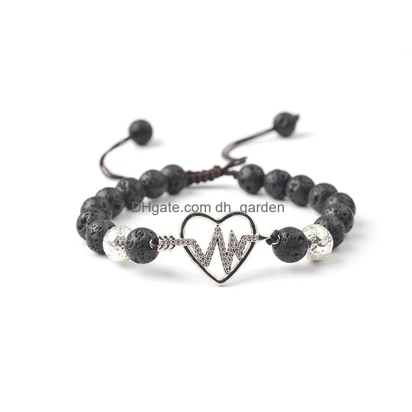 new style natural volcanic stone micro inlaid with haoshi love life tree energy bracelet hand woven string adjustable lava bracelet