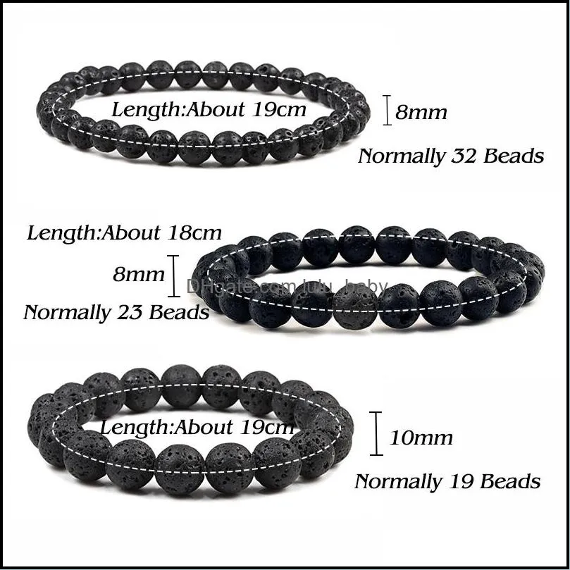 6mm 8mm 10mm natural volcanic stone beads strand bracelets black lava men bracelet aromatherapy essential oil diffuser bangle lulubaby