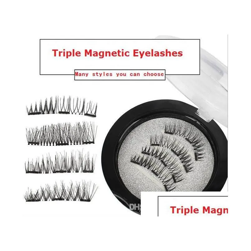 3d triple magnetic eyelashes natural beauty reusable eye lashes extension no glue needed cosmetics eye decoration