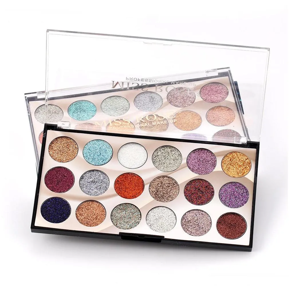 miss rose 18 color eyeshadow galaxy glitter shimmer eye shadow golden metallic profesional sequins palette