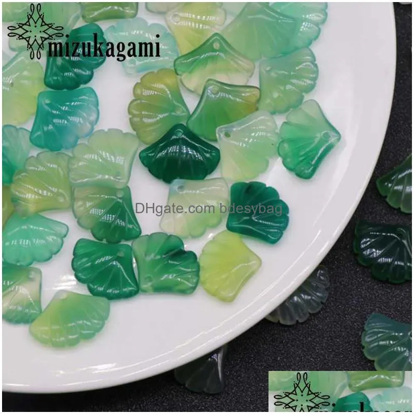 charms 18mm 2pcs natural stone pendant carving ginkgo leaves for diy jewelry making finding accessoriescharms