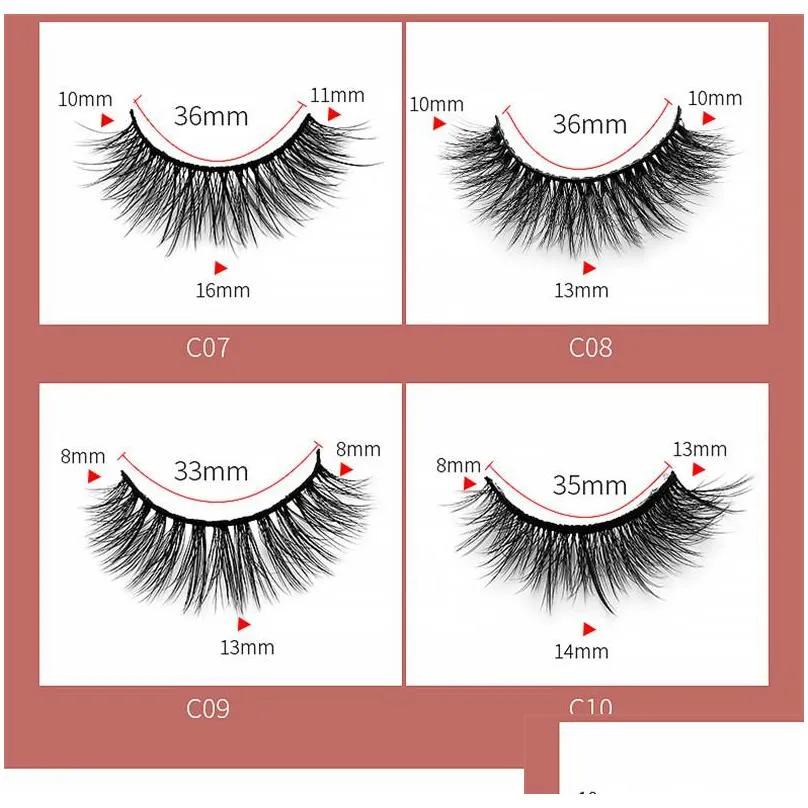 2 pairs soft cotton stem false eyelashes 3d multi layer natural thick eye lashes with pink box