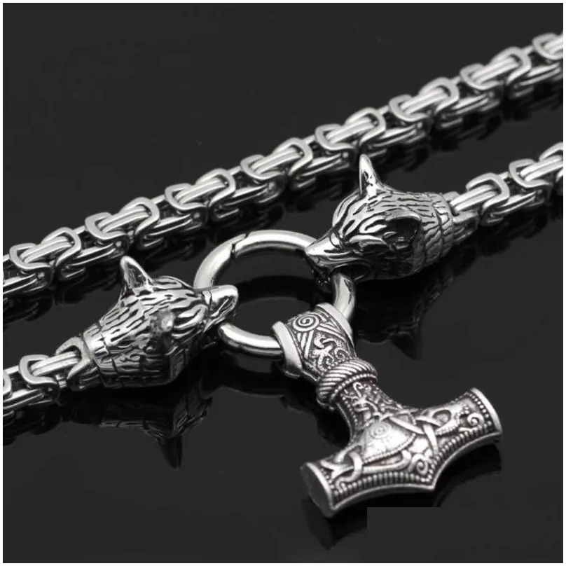 pendant necklaces mens high quality metal celtic hammer viking wolf emperor chain necklace nordic amulet jewelrypendant