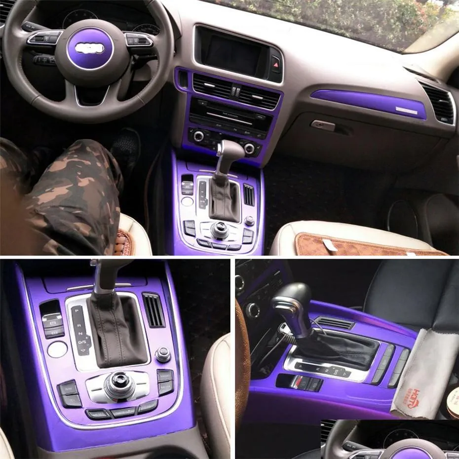 carstyling 3d/5d carbon fiber car interior center console color change molding sticker decals for audi q5 20102018