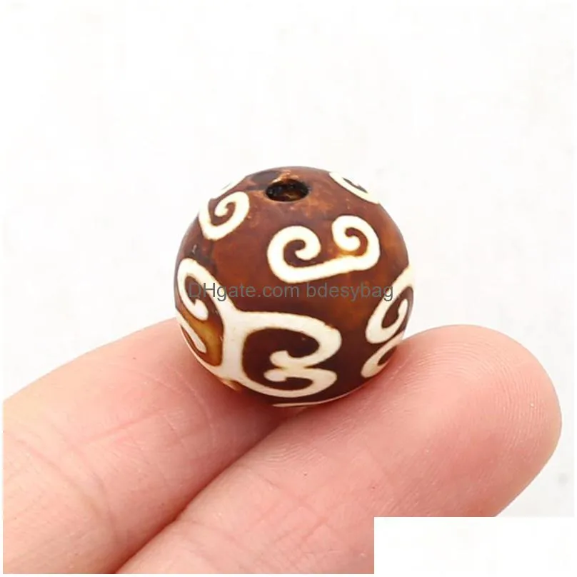 charms natural stone pendant brown round dzi bead reiki heal agates for jewelry diy necklace bracelet earring accessories making