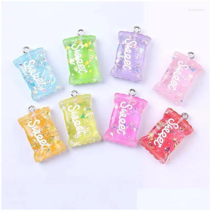 charms 10pc 17 29mm sweet candy resin pendant for earrings necklace jewelry making diy accessories