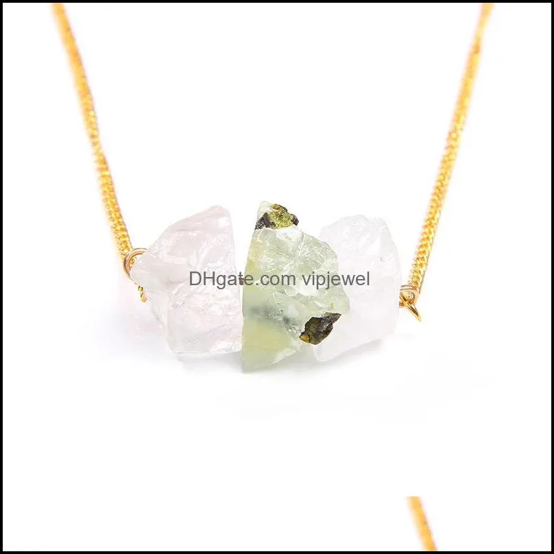 natural raw stone necklaces for women girl geometric crystal pendant gold color chain quartzs citrines balance exquisite jewelry