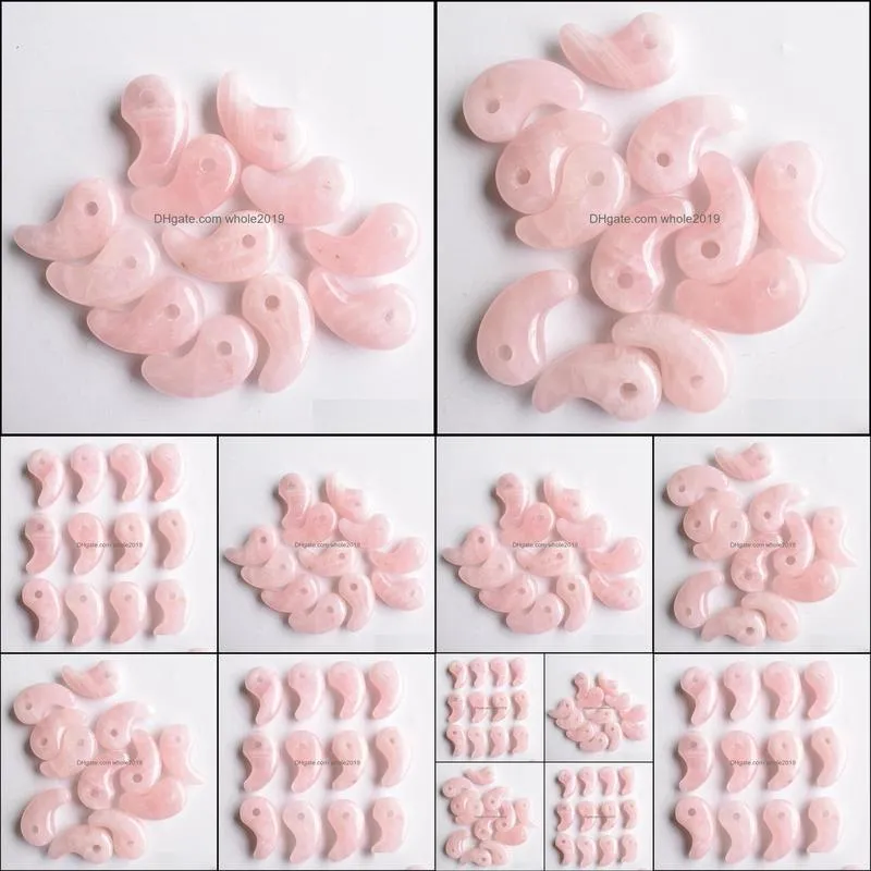 16x29mm natural stone pink quartz charms magatama charm pendants for jewelry necklace marking