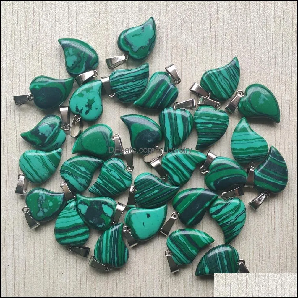 20mmx15mm assorted trendy bend heart natural stone charms pendants for necklace accessories jewelry making