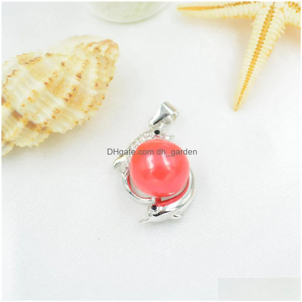 cute korean pearl goldfish s925 silver zirconinlaid necklace pendant mountings for women pearls necklace diy dz048