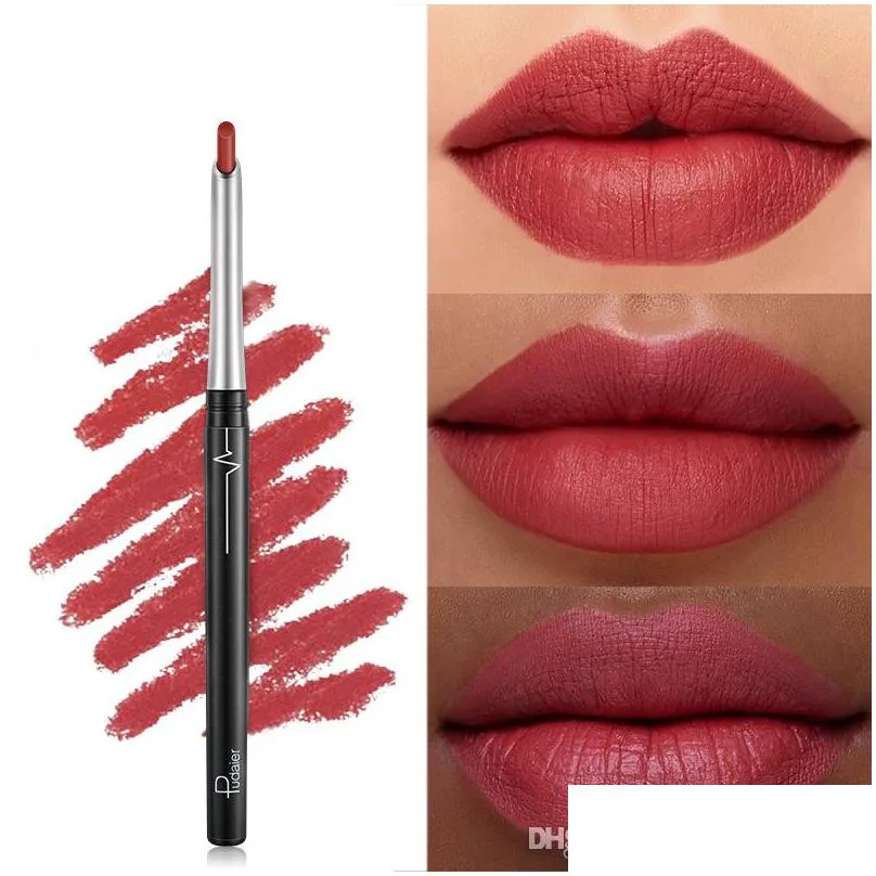 pudaier 17 colors silky matte lipliner long lasting moisturizer women lip liner pencil waterproof eyeshadow liner pen nude lip