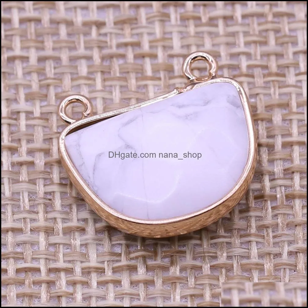 semicircle natural stone chakra charms rose quartz healing reiki amethyst crystal pendant finding for diy men necklaces jewelry
