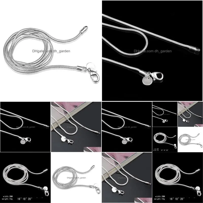 2mm sterling silver smooth snake chains women necklaces jewelry chain 16 18 20 22 24 inches for jewelry diy wholesale